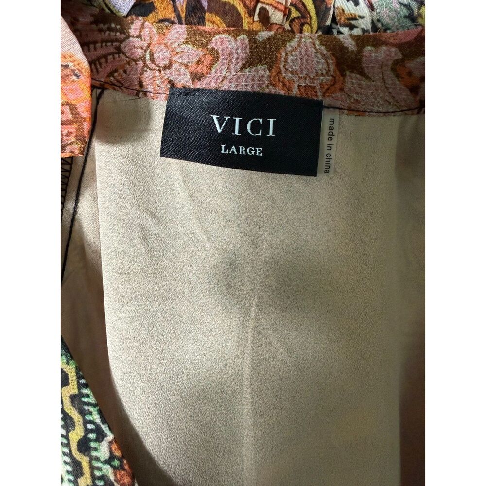 Vici Boho Patchwork Romper Womens Large Long Sleeve Paisley Floral Flowy - Picture 7 of 8